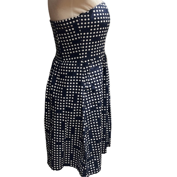 Gap Linen Blend Navy Dot Print Strapless Dress Size 4 NWT - Picture 5 of 9